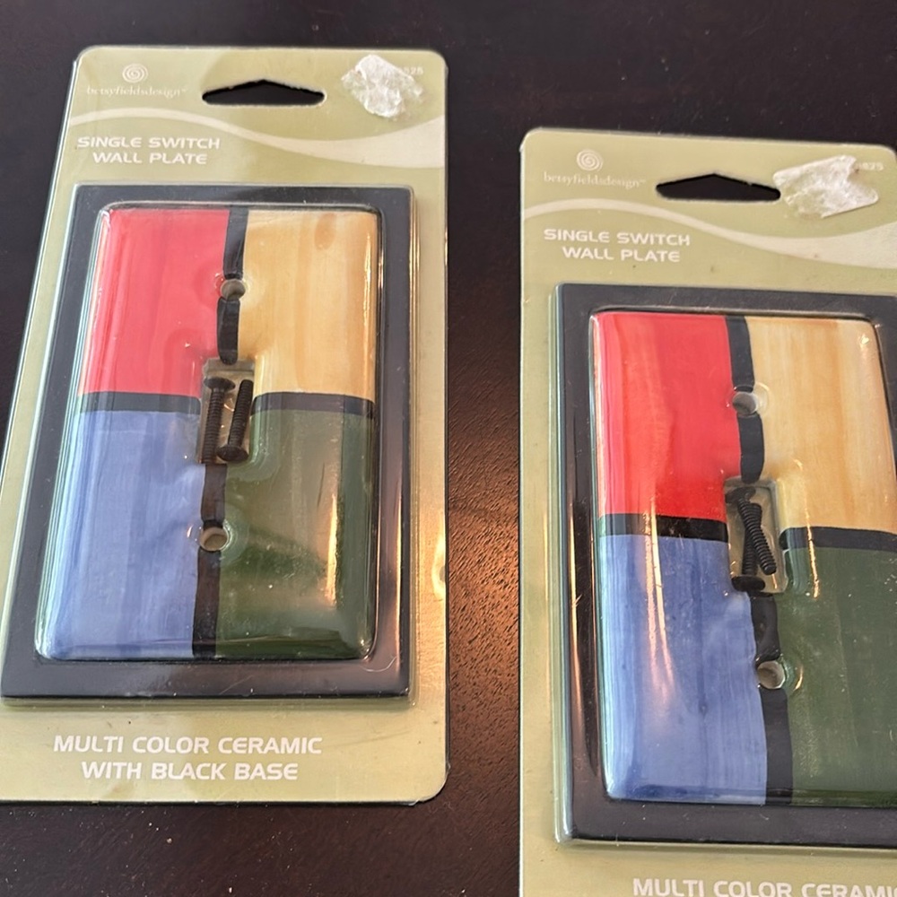 Multi colored Ceramic single switch plates set of 2